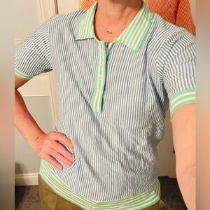 Striped Polo Shirt in Blue and Green